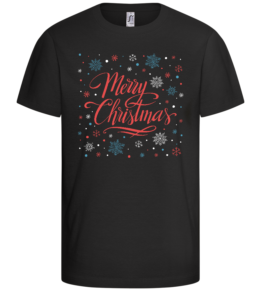 Merry Christmas Snowflakes Design - Comfort kids fitted t-shirt_DEEP BLACK_front