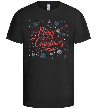 Merry Christmas Snowflakes Design - Comfort kids fitted t-shirt_DEEP BLACK_front