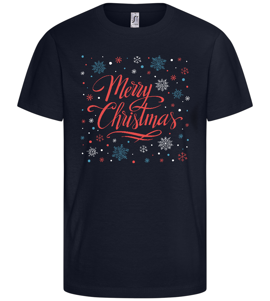 Merry Christmas Snowflakes Design - Comfort kids fitted t-shirt_FRENCH NAVY_front