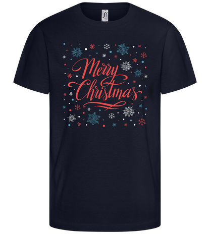 Merry Christmas Snowflakes Design - Comfort kids fitted t-shirt_FRENCH NAVY_front