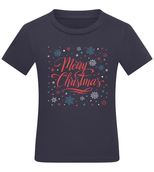 Merry Christmas Snowflakes Design - Comfort kids fitted t-shirt_FRENCH NAVY_front