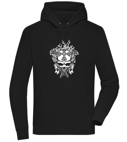 Skull With Flames Design - Premium unisex hoodie_BLACK_front