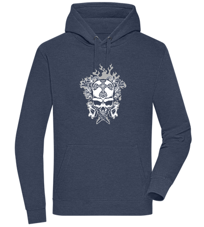 Skull With Flames Design - Premium unisex hoodie_DENIM CHINA_front