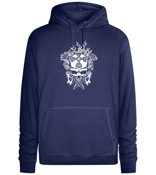 Skull With Flames Design - Premium unisex hoodie_DENIM CHINA_front