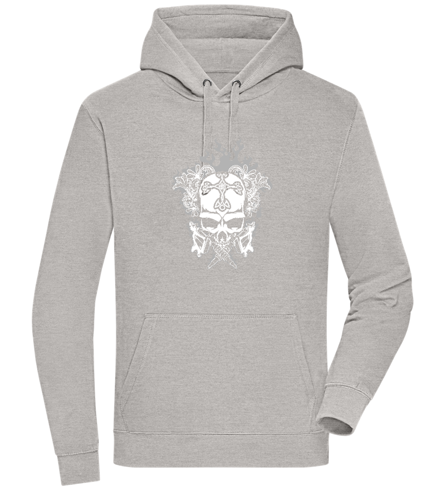 Skull With Flames Design - Premium unisex hoodie_ORION GREY II_front