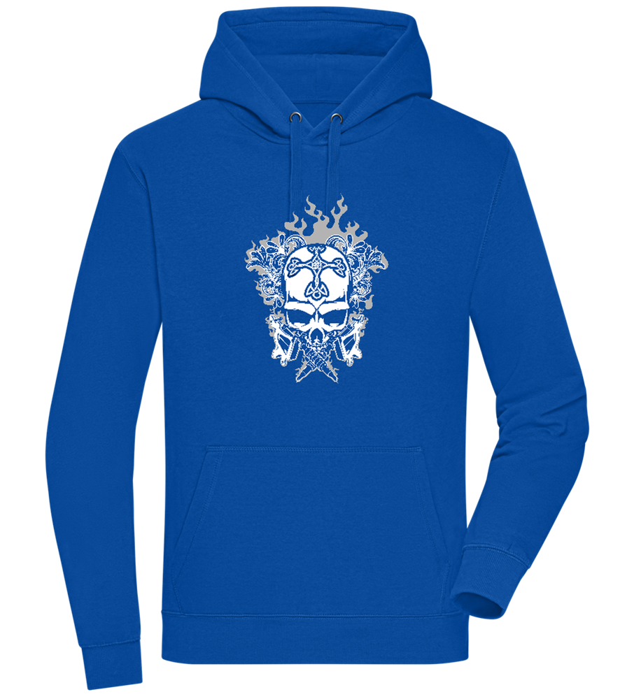 Skull With Flames Design - Premium unisex hoodie_ROYAL_front