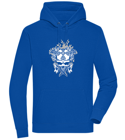 Skull With Flames Design - Premium unisex hoodie_ROYAL_front