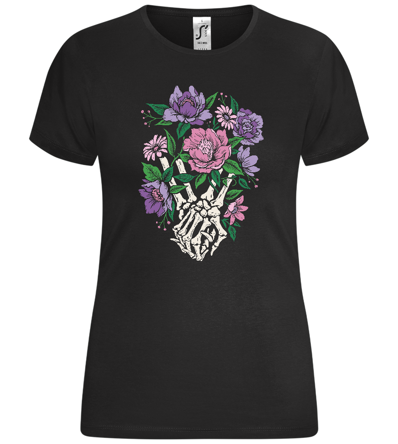 Bones and Blooms Design - Comfort women's t-shirt_DEEP BLACK_front