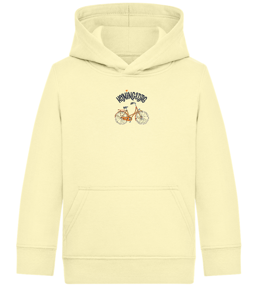 Koningsdag Oranje Fiets Design - Comfort Kids Hoodie_AMARELO CLARO_front