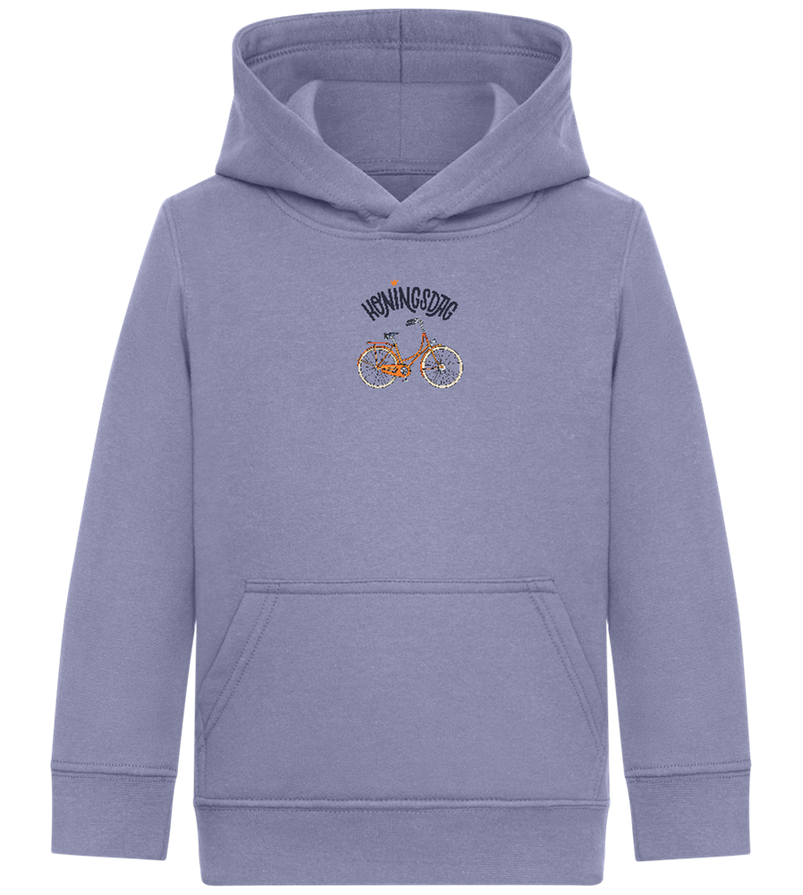 Koningsdag Oranje Fiets Design - Comfort Kids Hoodie_BLUE_front