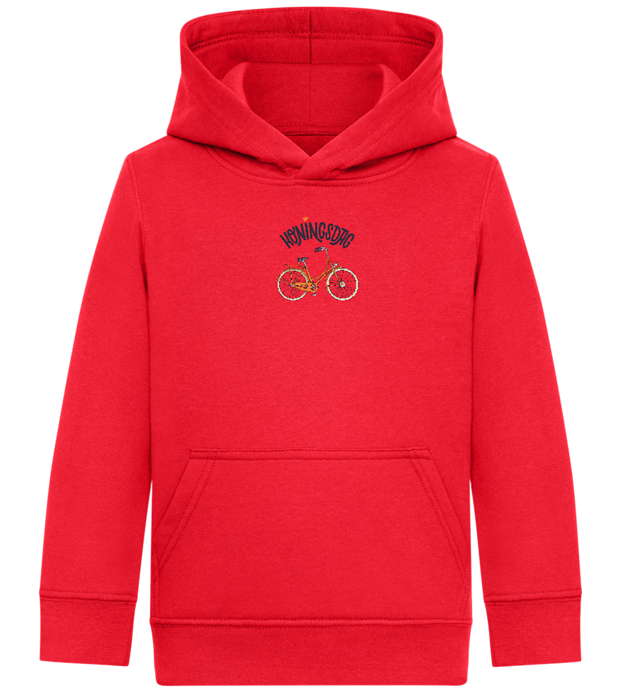 Koningsdag Oranje Fiets Design - Comfort Kids Hoodie_BRIGHT RED_front