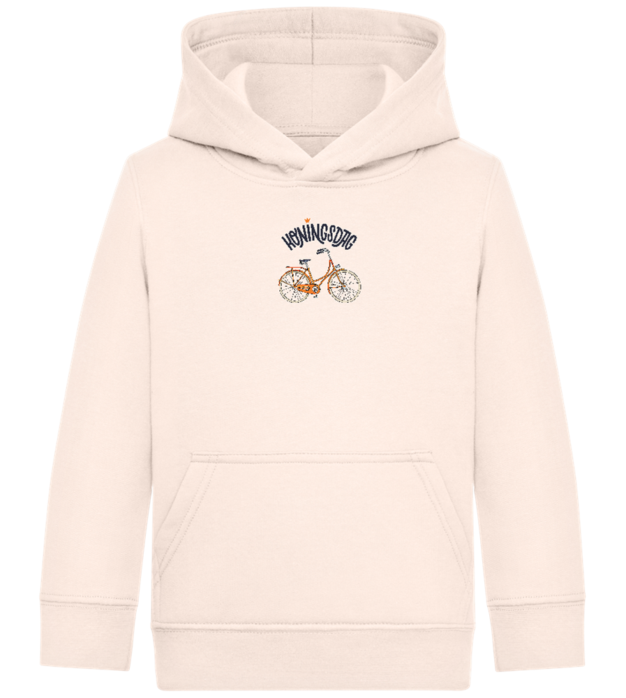 Koningsdag Oranje Fiets Design - Comfort Kids Hoodie_LIGHT PEACH ROSE_front