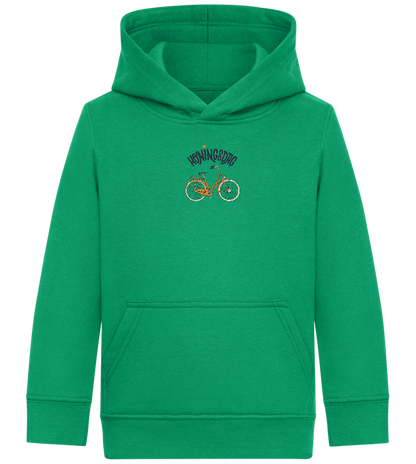 Koningsdag Oranje Fiets Design - Comfort Kids Hoodie_MEADOW GREEN_front