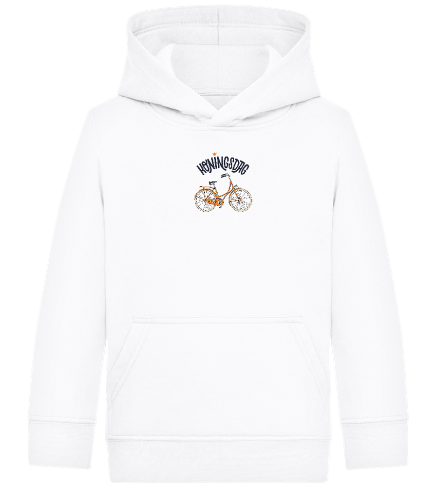 Koningsdag Oranje Fiets Design - Comfort Kids Hoodie_WHITE_front