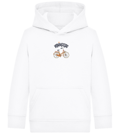 Koningsdag Oranje Fiets Design - Comfort Kids Hoodie_WHITE_front