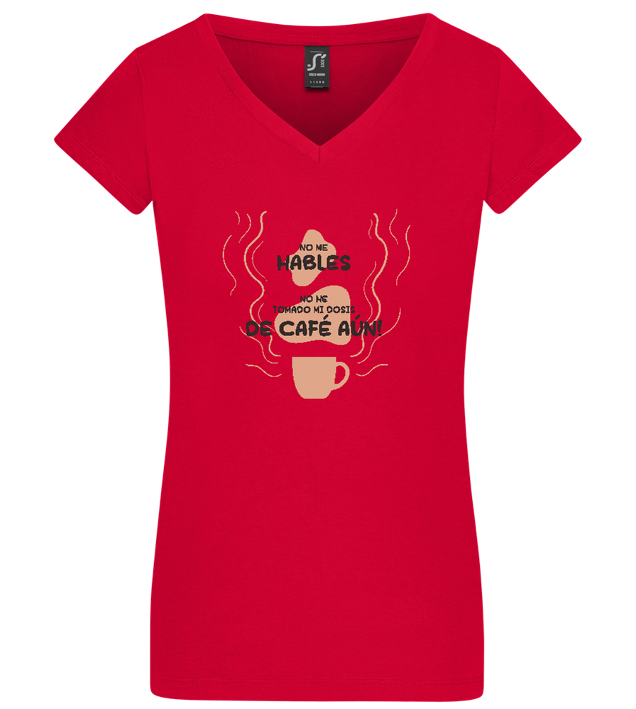 First Coffee Design - Basic women's v-neck t-shirt_RED_front