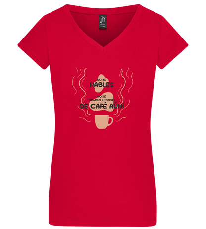 First Coffee Design - Basic women's v-neck t-shirt_RED_front