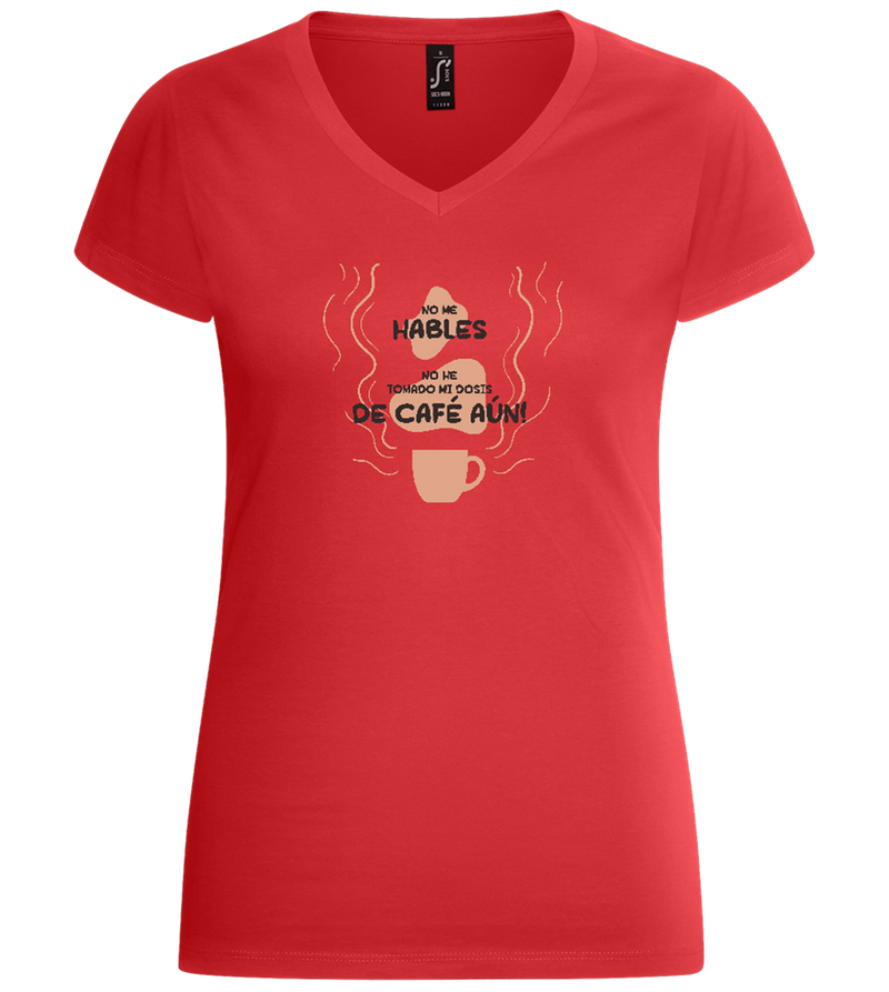 First Coffee Design - Basic women's v-neck t-shirt_RED_front