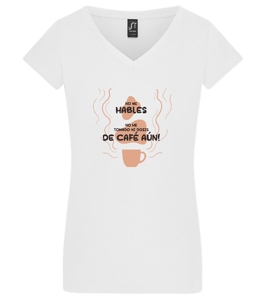 First Coffee Design - Basic women's v-neck t-shirt_WHITE_front