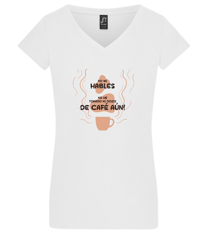 First Coffee Design - Basic women's v-neck t-shirt_WHITE_front