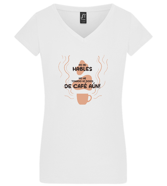 First Coffee Design - Basic women's v-neck t-shirt_WHITE_front