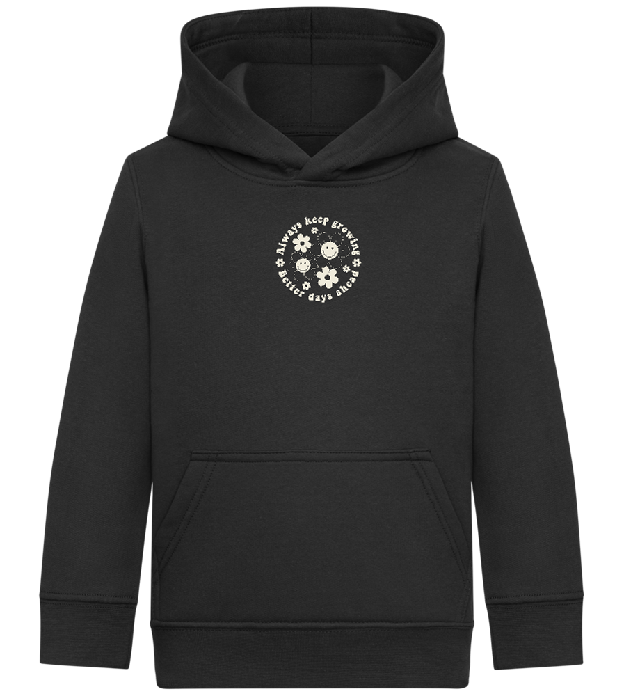 Keep Growing Design - Comfort Kids Hoodie_BLACK_front