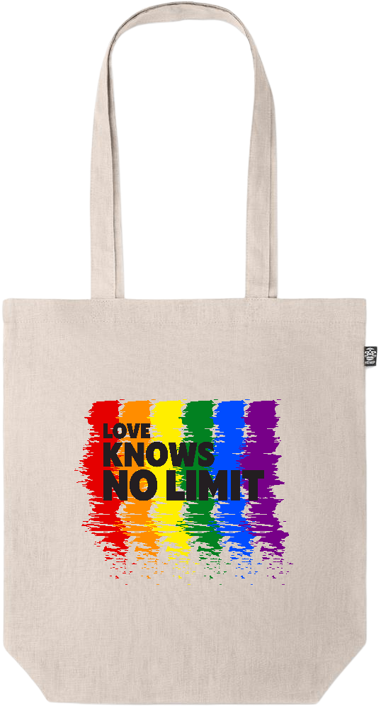 Love Knows No Limits Design - Premium colored organic hemp tote bag_BEIGE_front