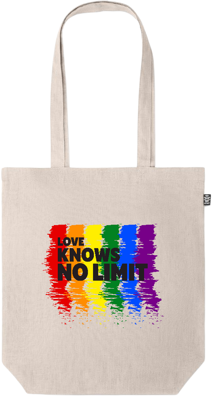 Love Knows No Limits Design - Premium colored organic hemp tote bag_BEIGE_front