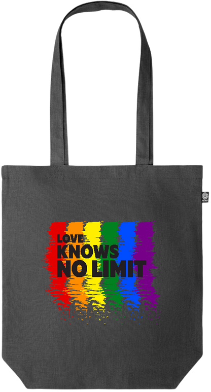 Love Knows No Limits Design - Premium colored organic hemp tote bag_BLACK_front