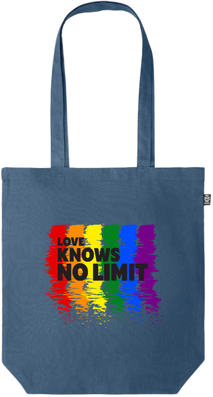 Love Knows No Limits Design - Premium colored organic hemp tote bag_BLUE_front