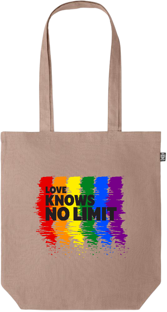 Love Knows No Limits Design - Premium colored organic hemp tote bag_BROWN_front