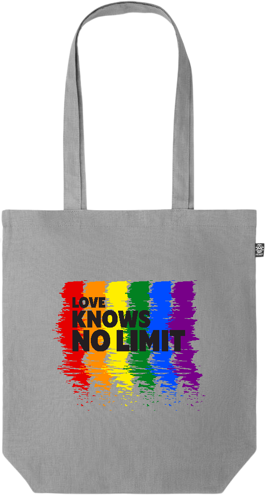 Love Knows No Limits Design - Premium colored organic hemp tote bag_GREY_front