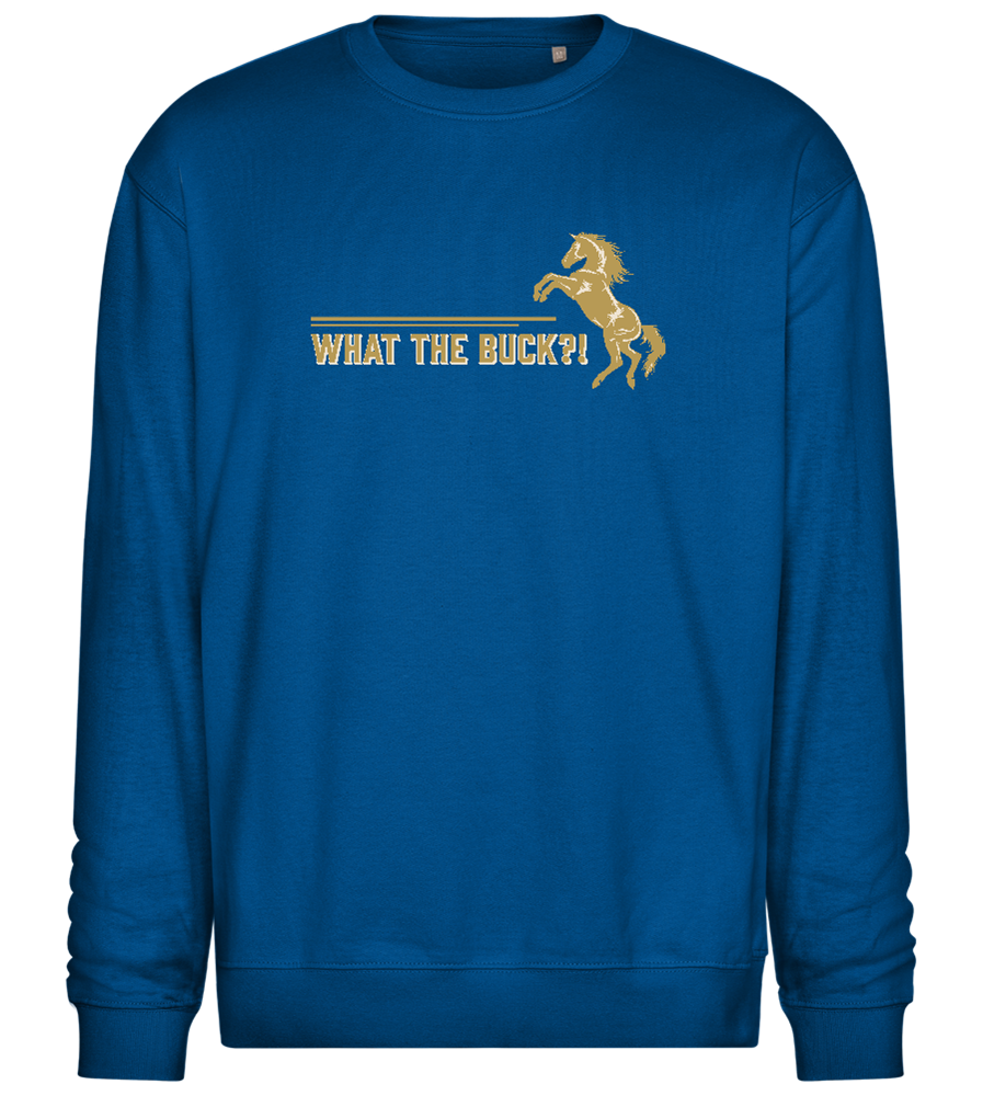 What The Buck Design - Comfort Essential Unisex Sweater_ROYAL_front