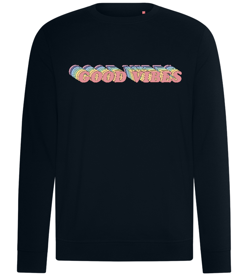 Good Vibes Retro Rainbow Design - Comfort unisex sweater_BLACK_front