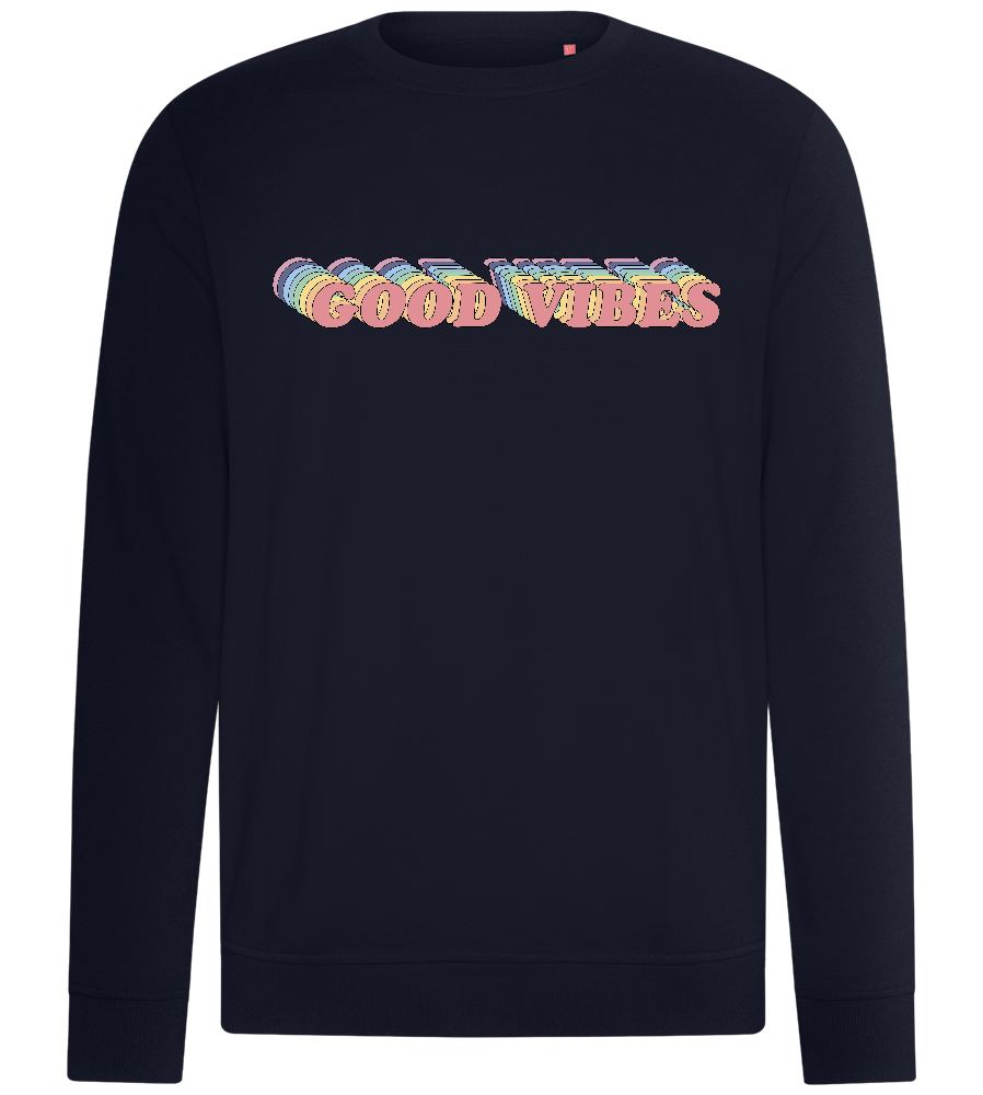 Good Vibes Retro Rainbow Design - Comfort unisex sweater_FRENCH NAVY_front