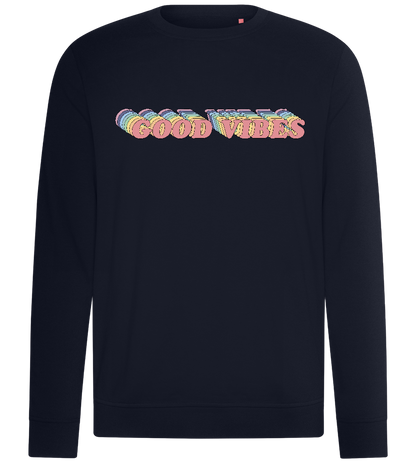 Good Vibes Retro Rainbow Design - Comfort unisex sweater_FRENCH NAVY_front