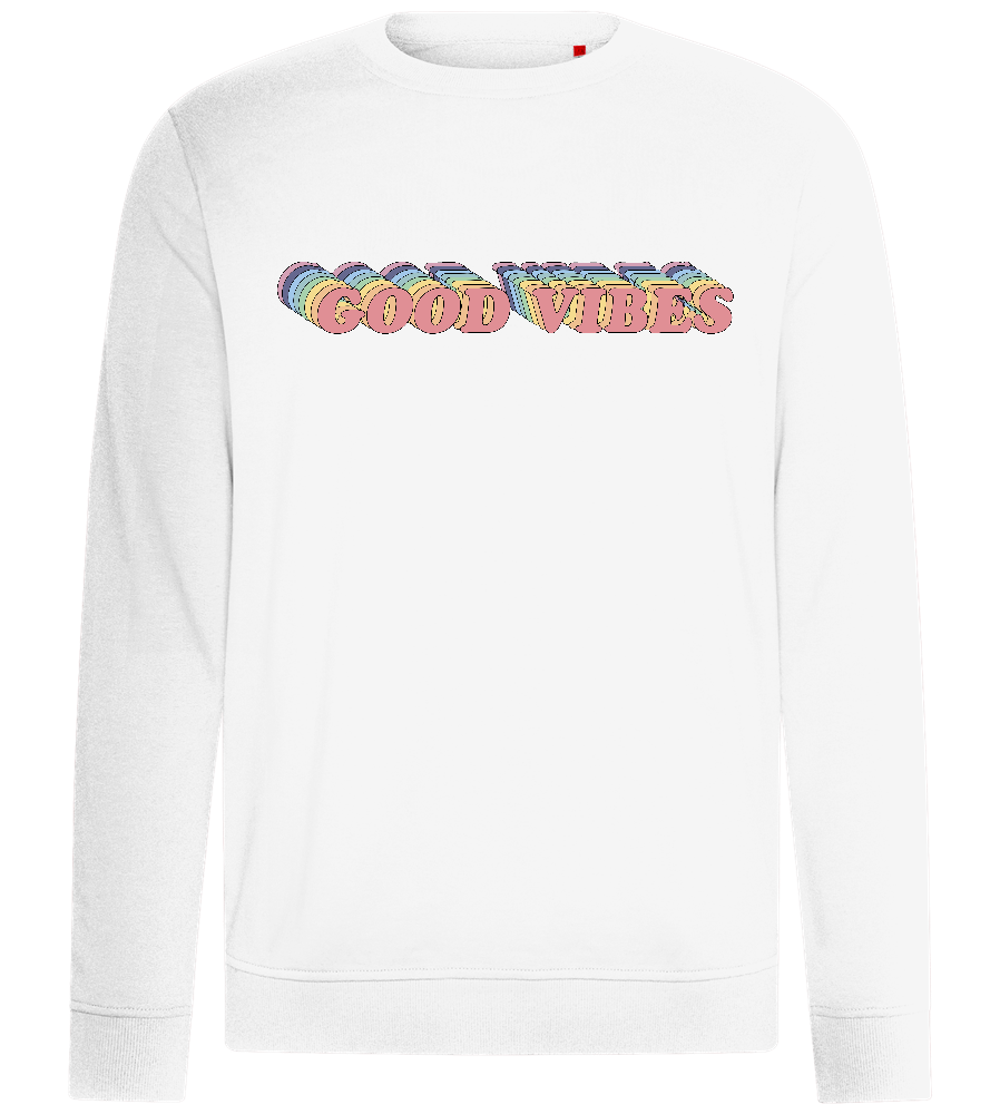 Good Vibes Retro Rainbow Design - Comfort unisex sweater_WHITE_front