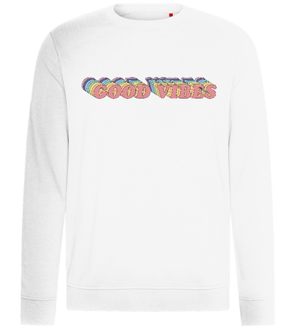 Good Vibes Retro Rainbow Design - Comfort unisex sweater_WHITE_front