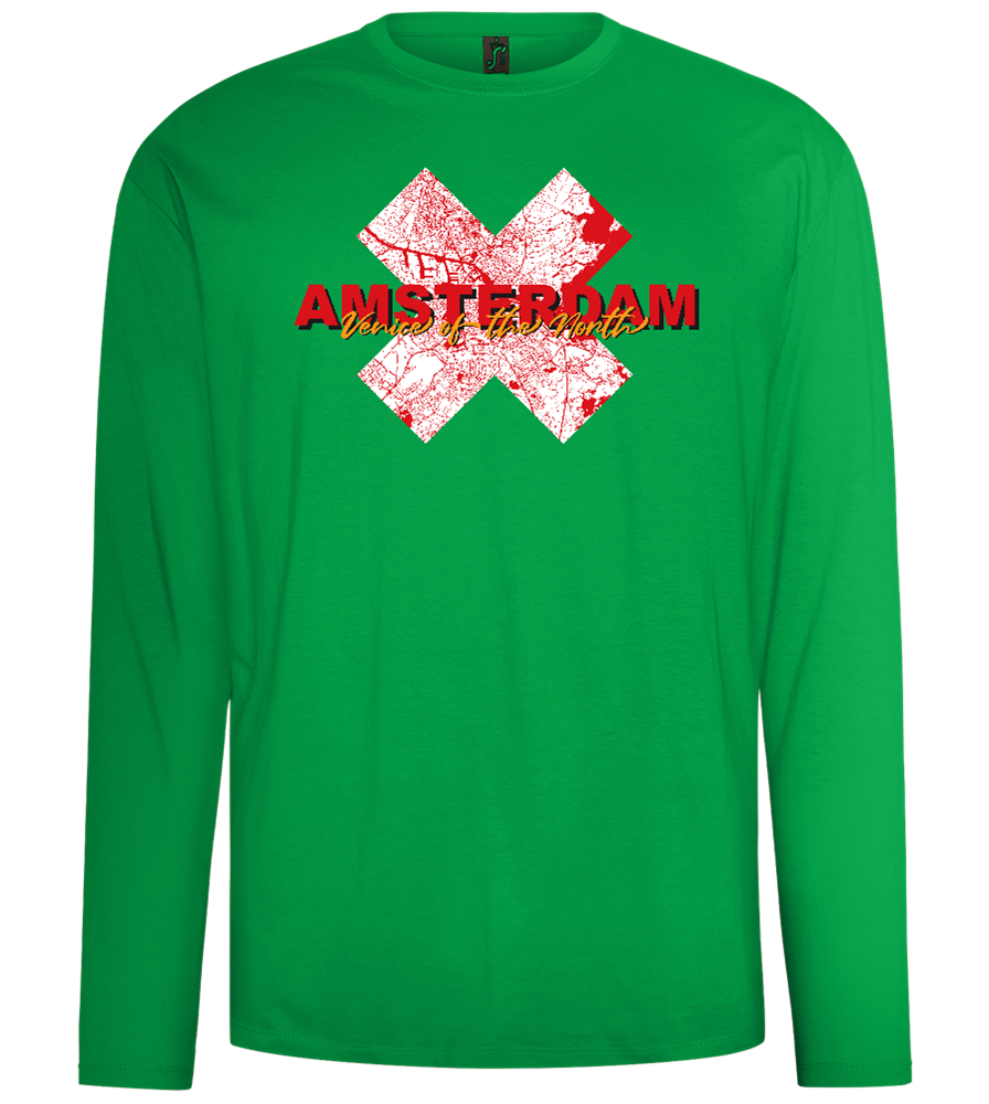 Venice of the North Design - Comfort men's long sleeve t-shirt_MEADOW GREEN_front