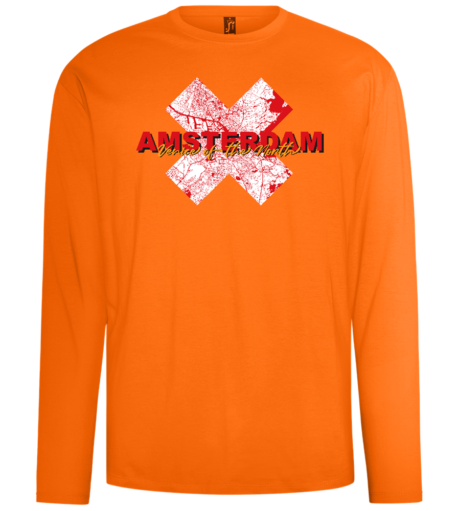 Venice of the North Design - Comfort men's long sleeve t-shirt_ORANGE_front