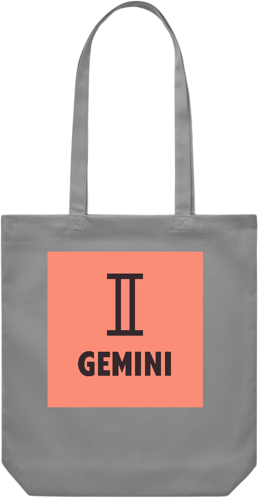 Zodiac Gemini Design - Premium Canvas colored cotton shopping bag_GREY_front