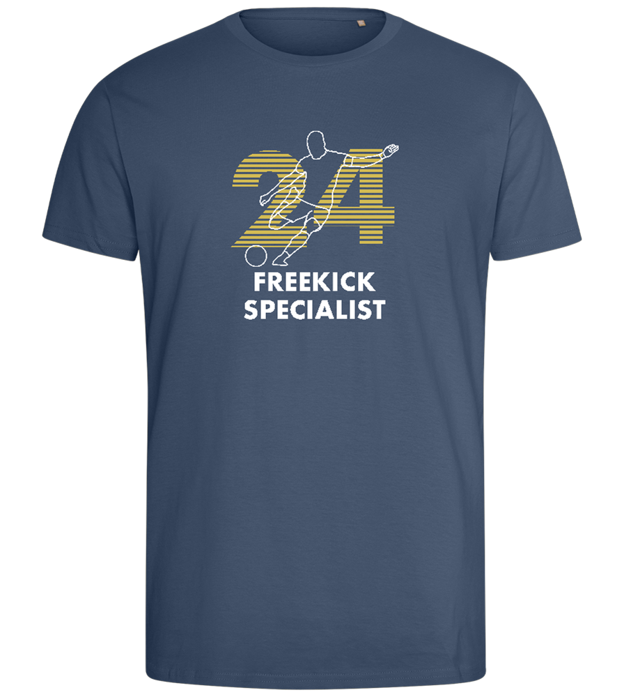 Freekick Specialist Design - Comfort men's fitted t-shirt_DENIM_front