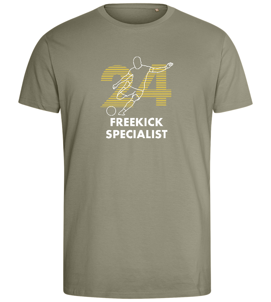 Freekick Specialist Design - Comfort men's fitted t-shirt_KHAKI_front