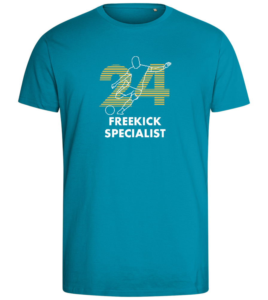 Freekick Specialist Design - Comfort men's fitted t-shirt_TURQUOISE_front