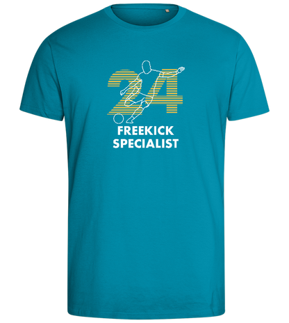 Freekick Specialist Design - Comfort men's fitted t-shirt_TURQUOISE_front