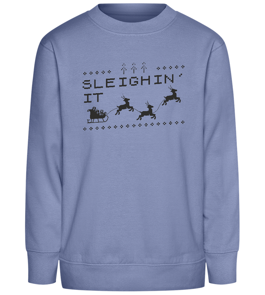 Sleighin' It Design - Comfort Kids Sweater_BLUE_front