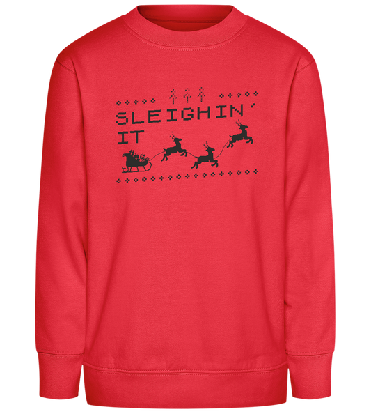 Sleighin' It Design - Comfort Kids Sweater_BRIGHT RED_front