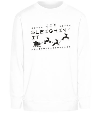 Sleighin' It Design - Comfort Kids Sweater_WHITE_front