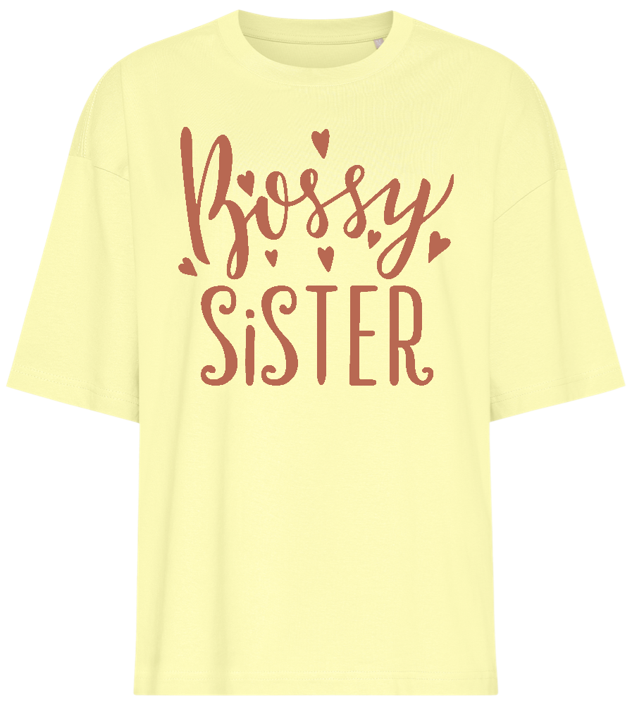 Bossy Sister Heart Design - Premium women's oversized t-shirt_LIGHT YELLOW_front