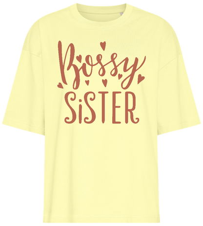 Bossy Sister Heart Design - Premium women's oversized t-shirt_LIGHT YELLOW_front